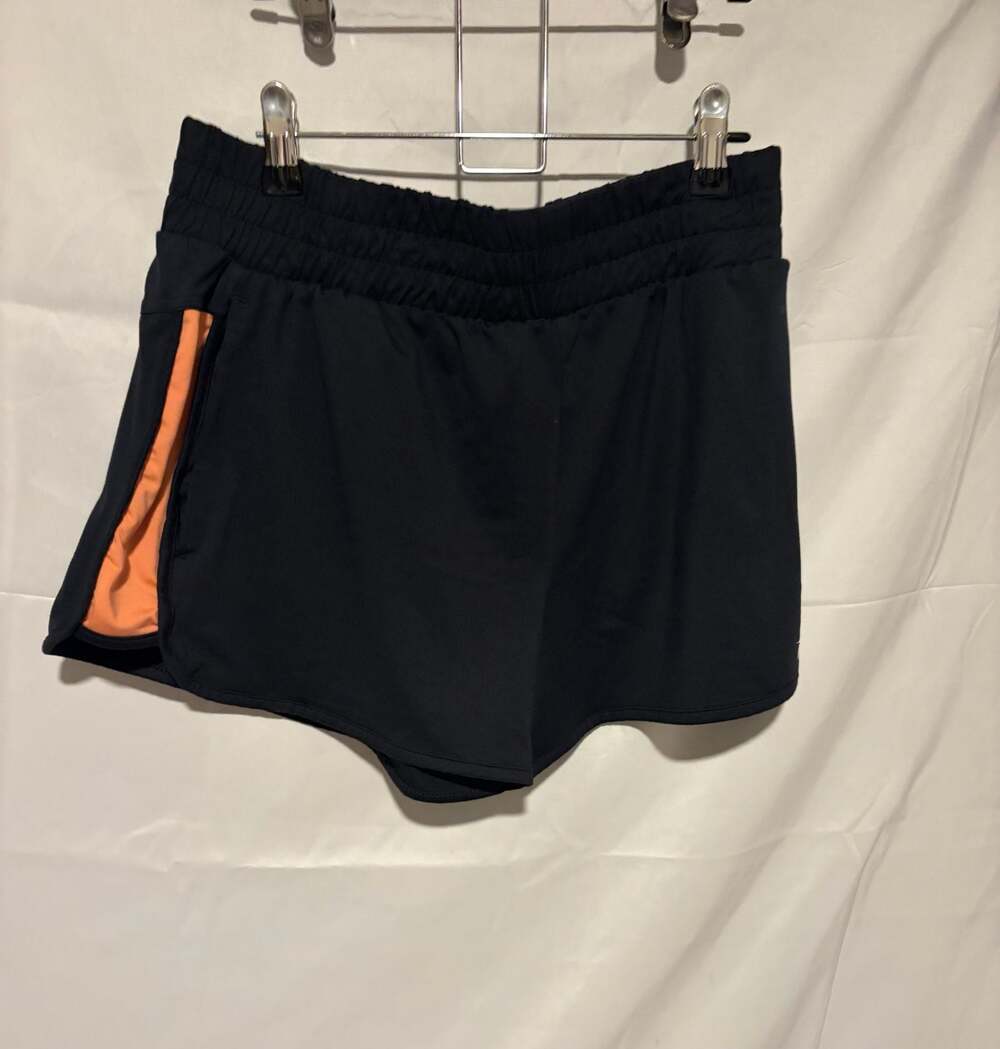 Reebok Women's Black and Orange Running Shorts, Size M